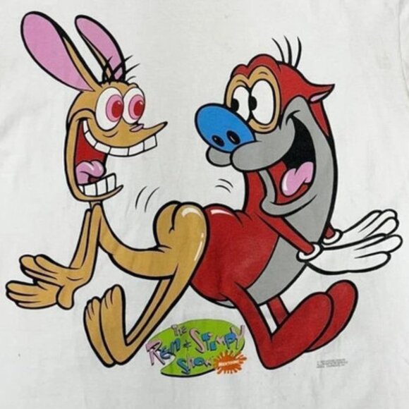 1991 Ren And Stimpy Cartoon T-Shirt, Classic 90s Animated Series Tee, Retro 140 - Picture 2 of 5